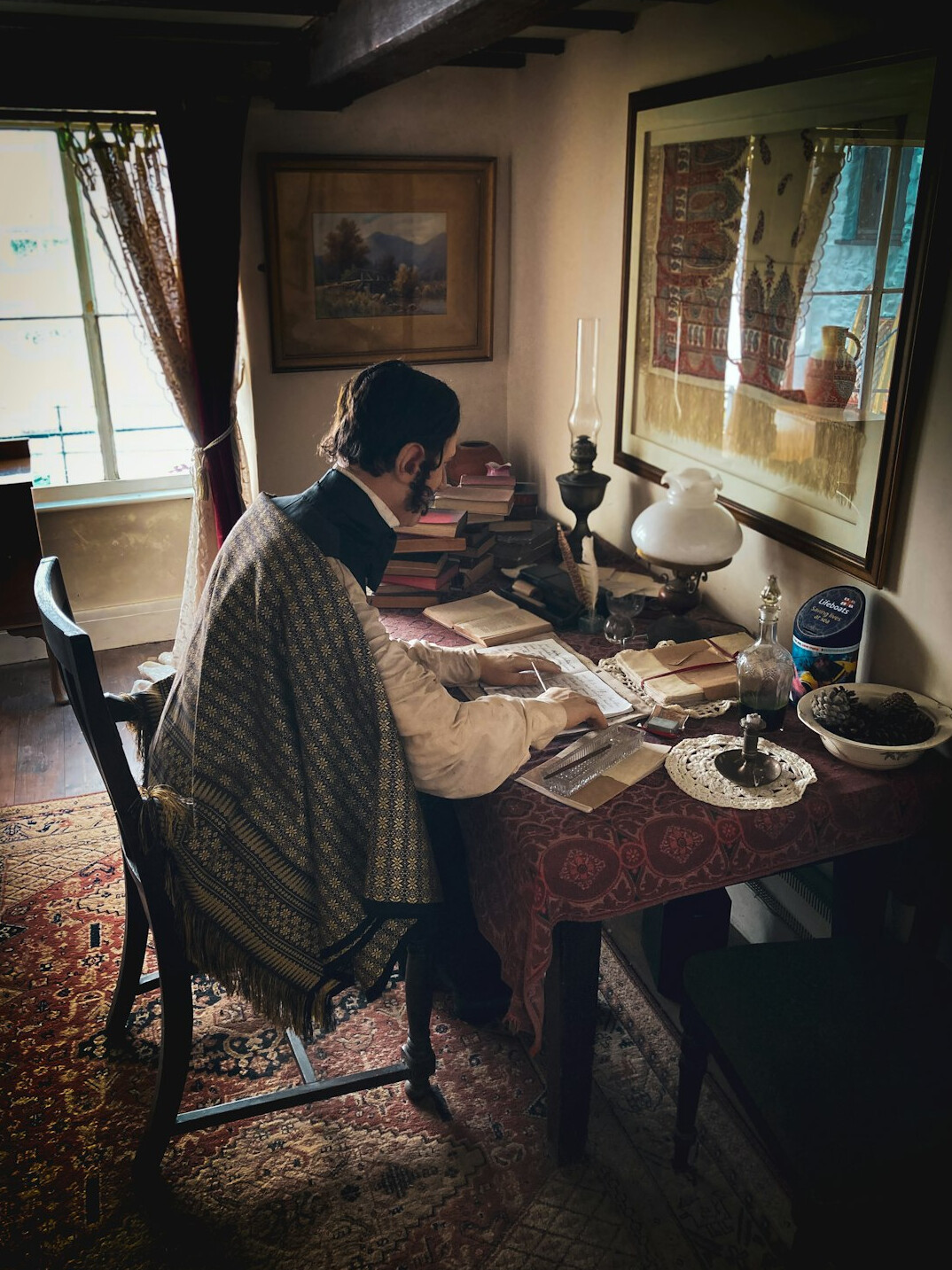 mystery writer at desk