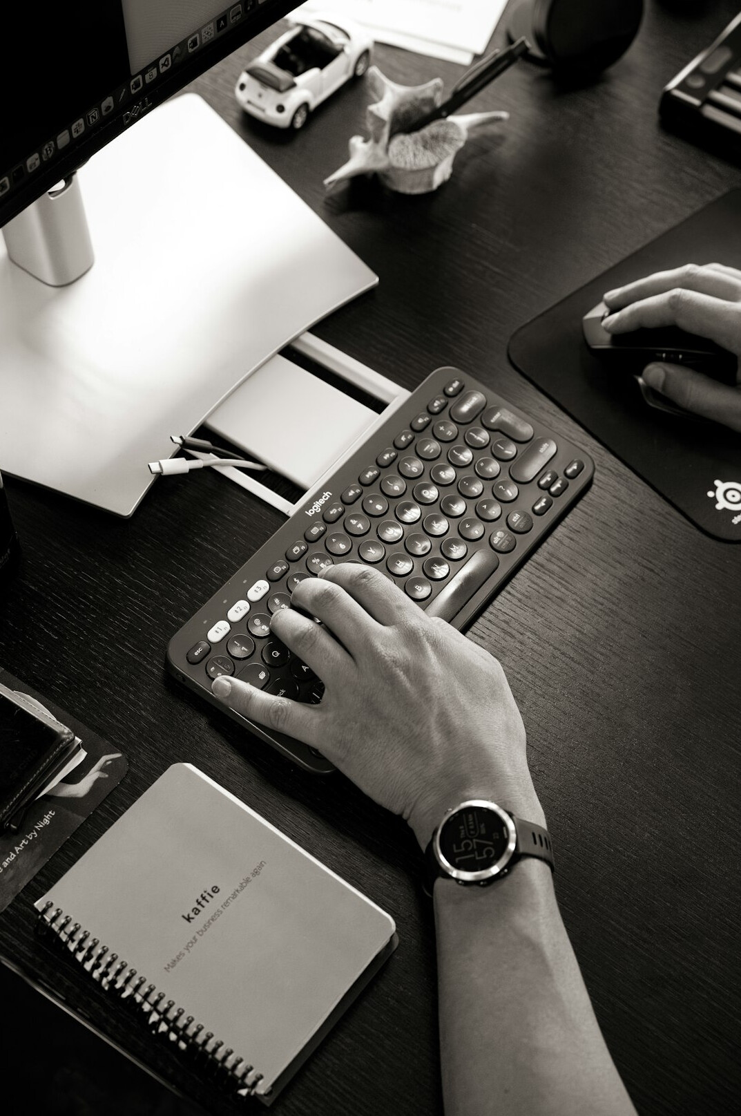 mystery writer at desk